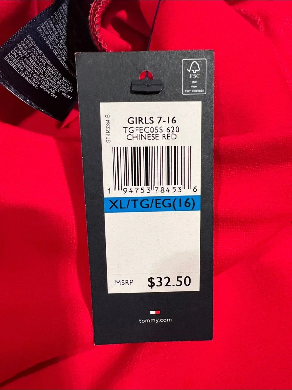 Tommy Hilfiger Red Athletic Skort with Side Stripe